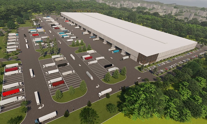 A logistics center planned to be built in the United States by CJ Logistics Corp. and the Korea Ocean Business Corporation is seen in this photo provided by CJ Logistics on June 28, 2023.
