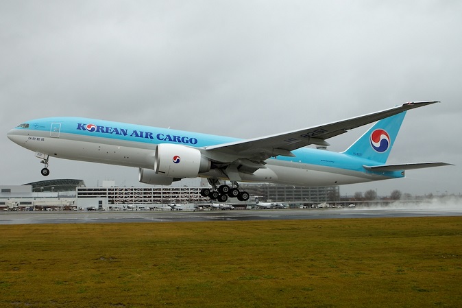 This undated file photo provided by Korean Air shows a B777F taking off from a local airport.