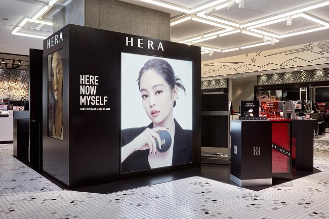 A photo, provided by Amorepacific Corp., of Hera's pop-up store in Shibuya Scramble Square in Tokyo on Sept. 7, 2023.