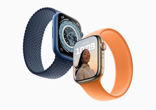 This image provided by Apple Inc. on Oct. 5, 2021, shows the company's new Apple Watch Series 7.