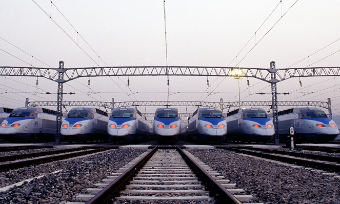 KTX trains are seen in this undated file photo provided by the Korea Railroad Corp. 