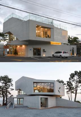 A South Korean court has ordered the demolition of a café building in Ulsan that imitated a famous award-winning café building in Gijang, Busan. (Image courtesy of Yonhap News)