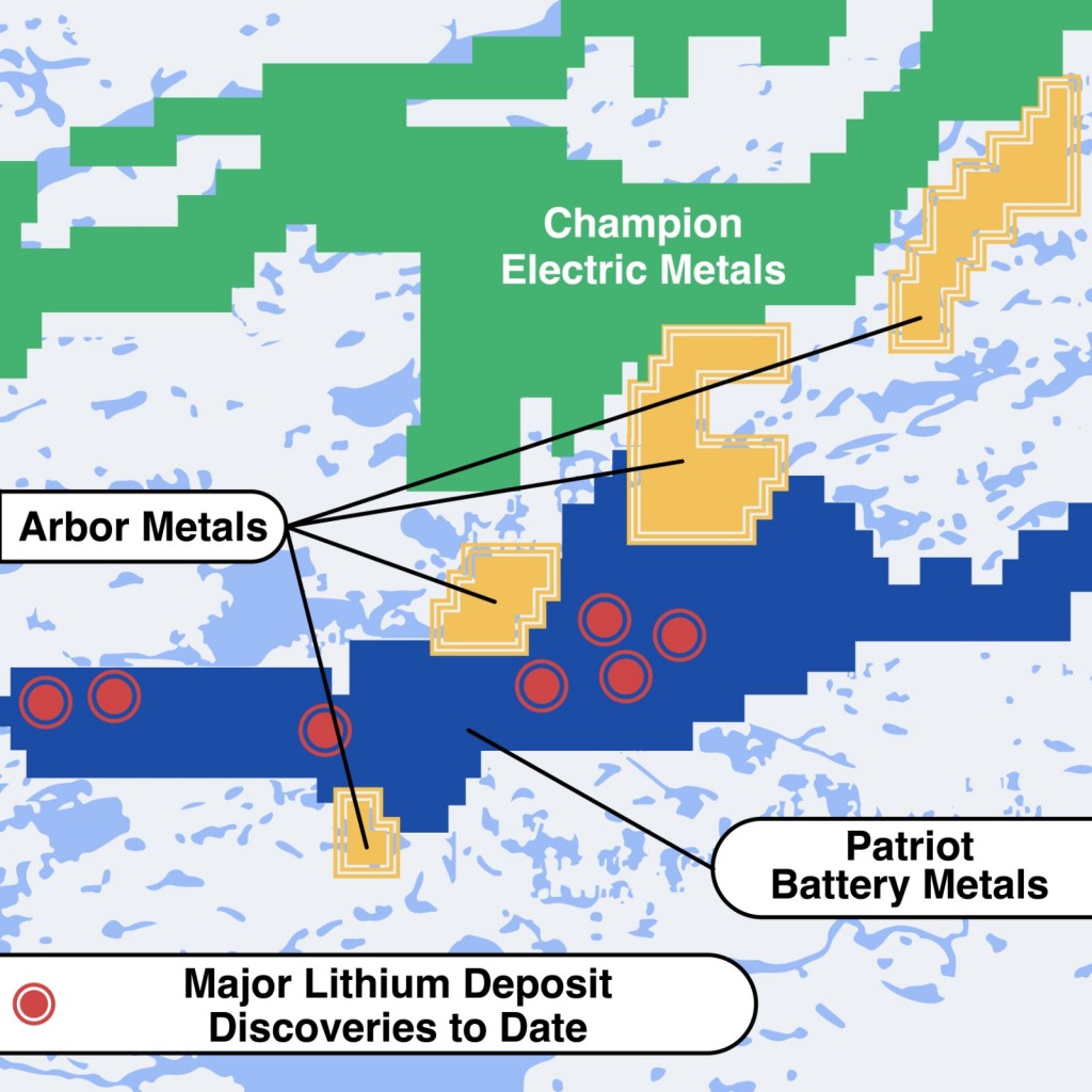 Arbor's Jarnet Lithium Mine is located in the James Bay region of Quebec and is comprised of 47 map-designated claims that cover an approximate area of 3,759 hectares.