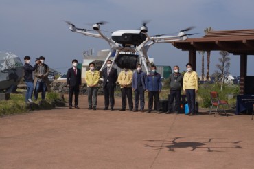 Jeju Sends Drones to Distribute Masks to Remote Islands